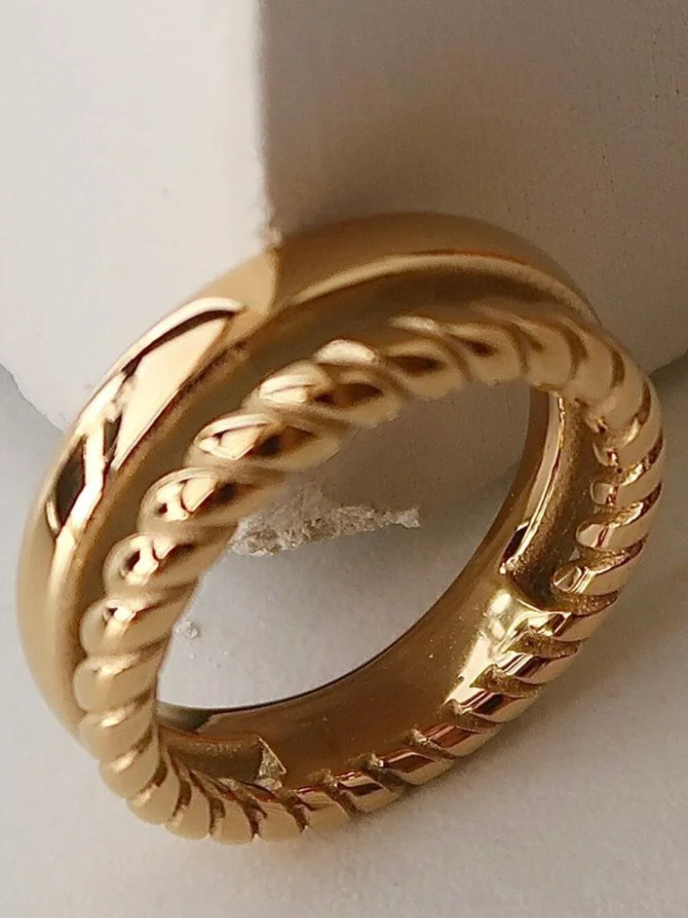NEW 18K Gold Plated Double Layer Open Ring 0